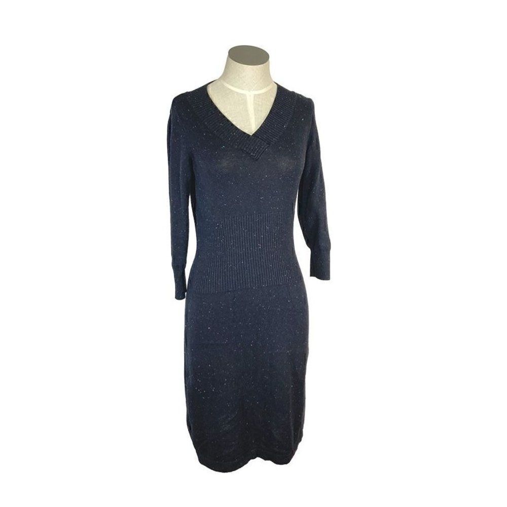 Royal Robbins XS Black Sweater Dress Multi-Colored Specks Art To Wear Nordic